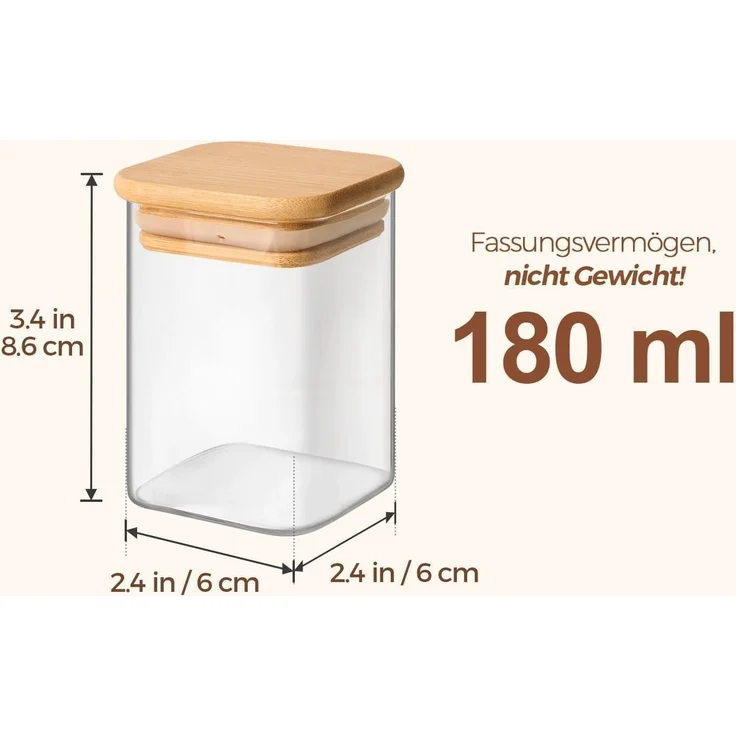 16er Set Gewürzgläser Glas Bambusdeckel 170ml + 275 Etiketten – Bild 3