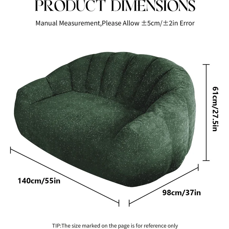 Sessel 140cm×98cm×61cm in Grün mit bärenpfoteninspiriertem Design und großzügiger Sitzfläche – Bild 3
