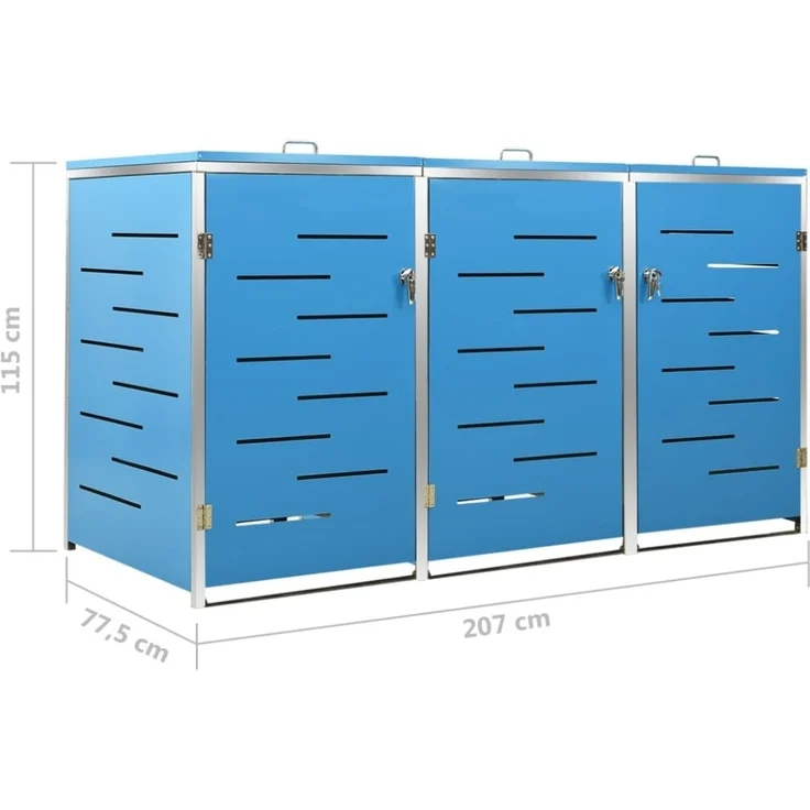 vidaXL Mülltonnenbox für 3 Tonnen 207x77,5x112,5 cm Edelstahl 149568 – Bild 10
