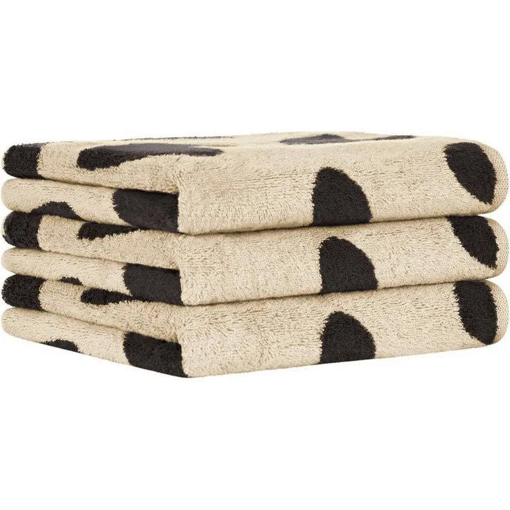 Cawö Handtuch Cawö Herzen Handtücher Heart Beats basalt, 100% Baumwolle