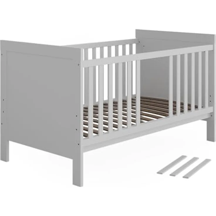 VitaliSpa Ajaton, Babybett mit Rausfallschutz und robustem Design, Weiß, 144,4 x 83 x 80,8 cm