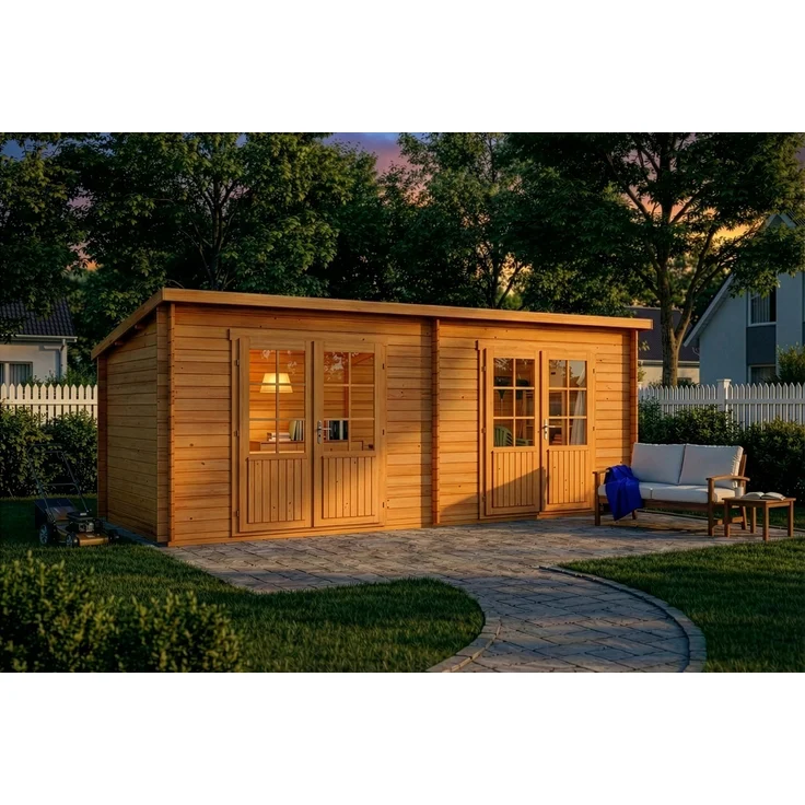 Alpholz Gartenhaus Maria Twin Gartenhaus aus Holz in Pinie Holzhaus mit 28 mm Wandstärke Blockbohlenhaus mit Montagematerial – Bild 3
