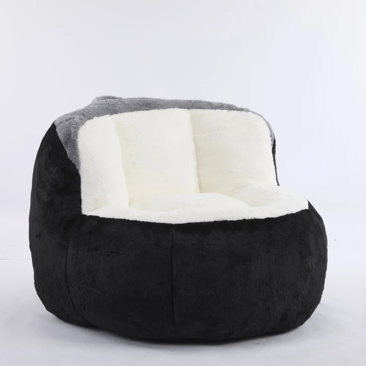 DESVIAE Sitzsack Mehrfarbig aus Kunstfell – 56x45x31 cm – Schaumstofffüllung, rutschfeste Unterseite – Bild 3