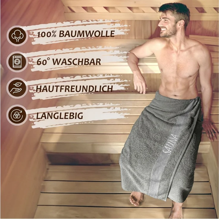 Lashuma Saunatuch XXL Handtuch Lima, (1-St), Premium Frottee Badetuch - Saunahandtuch 100x200 für Damen & Herren – Bild 2