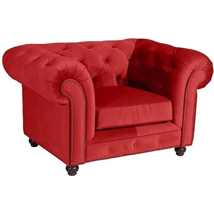 Orleans Sessel Samtvelours Rot Buche Nussbaumfarben
