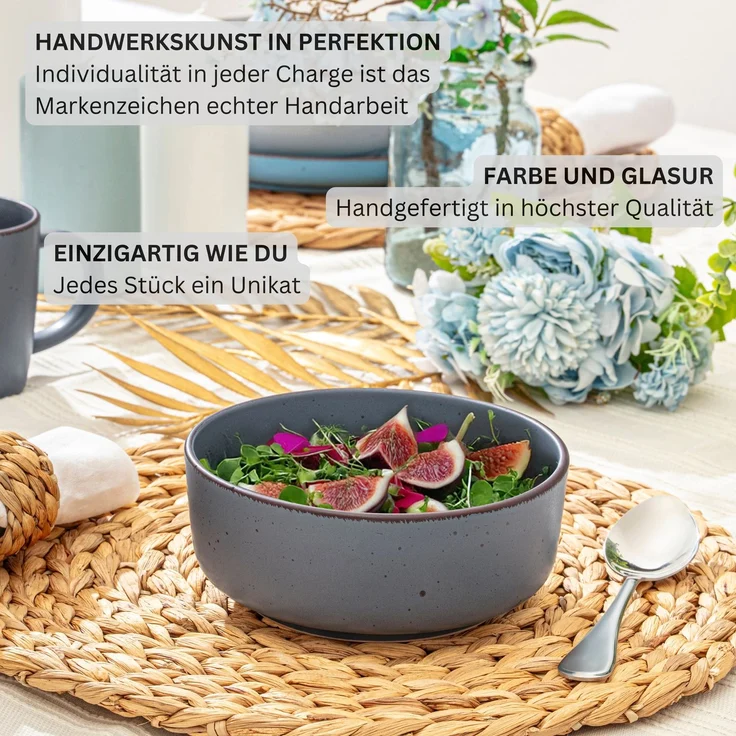 SÄNGER Steingut Schalen Bombay Graphit 4 teilig – Bild 4