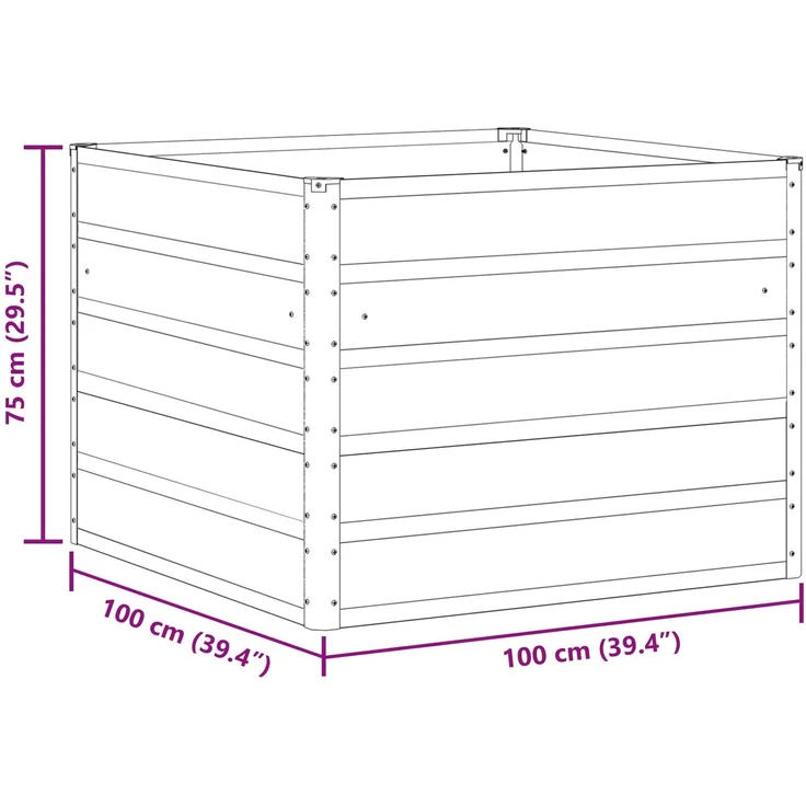 vidaXL Pflanzkübel Anthrazit 100 x 100 x 75 cm Stahl 42018183 – Bild 7