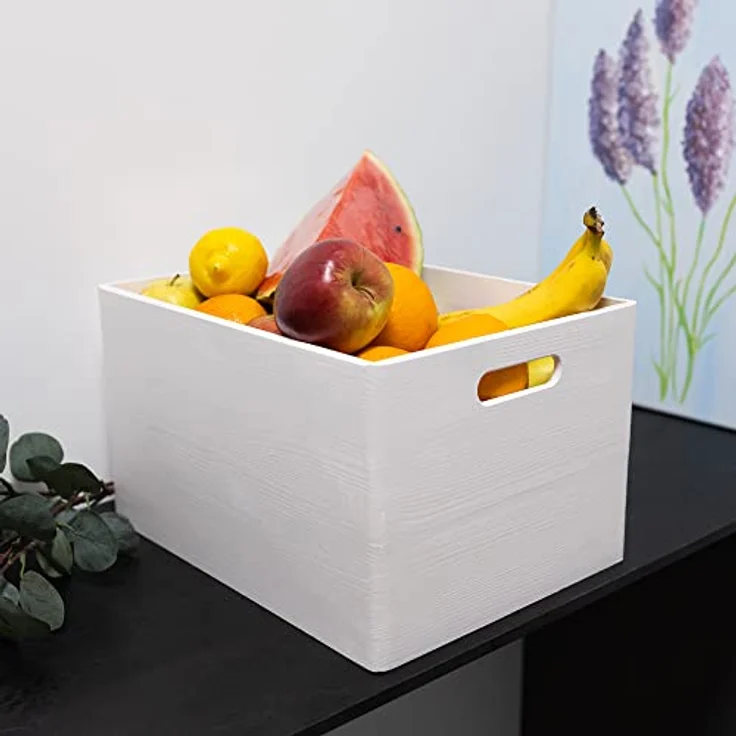 Creative Deco Holzkiste Obstkiste Korb 40 x 30 x 24 cm (1cm) mit Griffen ohne Deckel, Hölzernen Kasten Holzbox Kiste – Bild 5