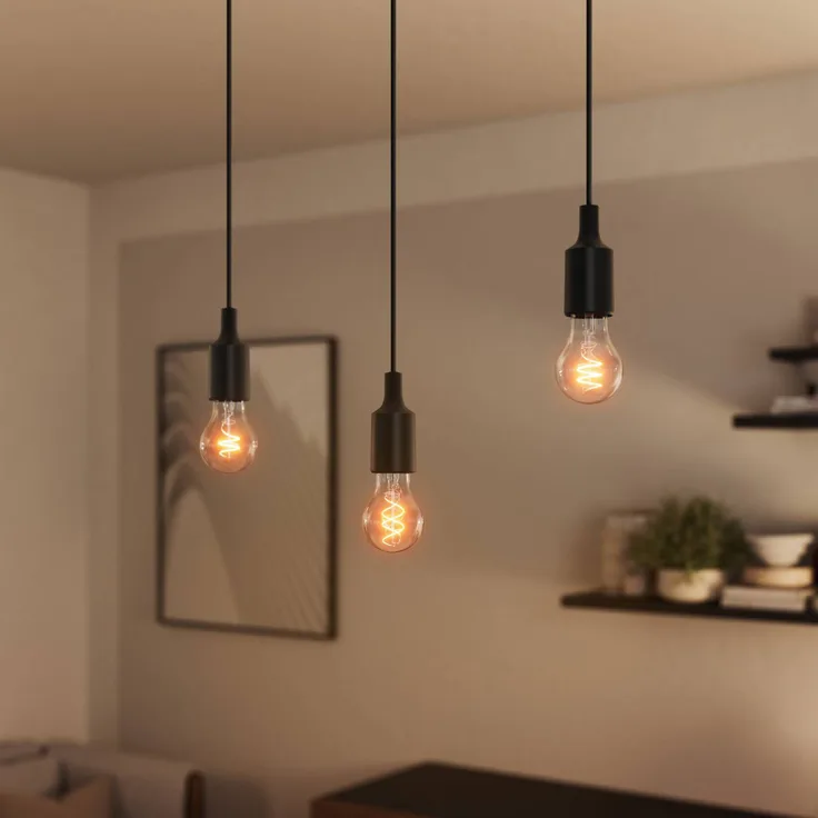 OSRAM VINTAGE 1906 BELL Hängeleuchte, Dekorative Pendellampe aus Kunststoff, schwarz, Ø 9 cm mit E27-Fassung