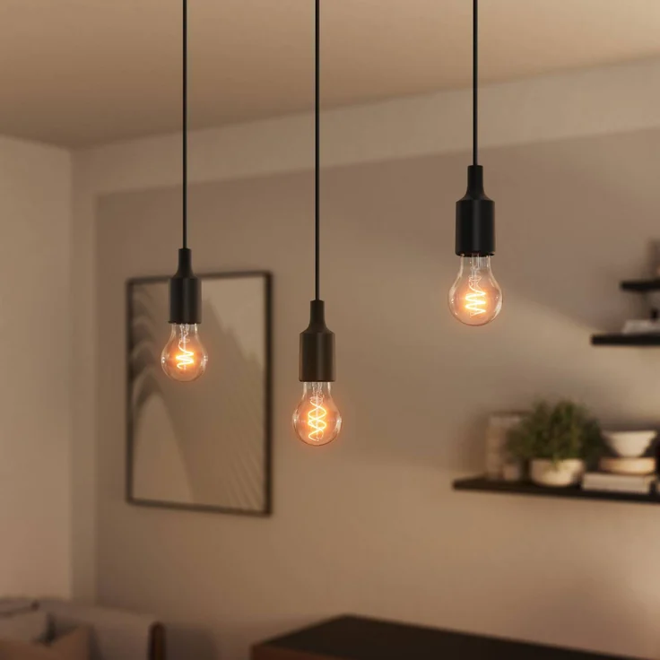 OSRAM VINTAGE 1906 BELL Hängeleuchte, Dekorative Pendellampe aus Kunststoff, schwarz, Ø 9 cm mit E27-Fassung