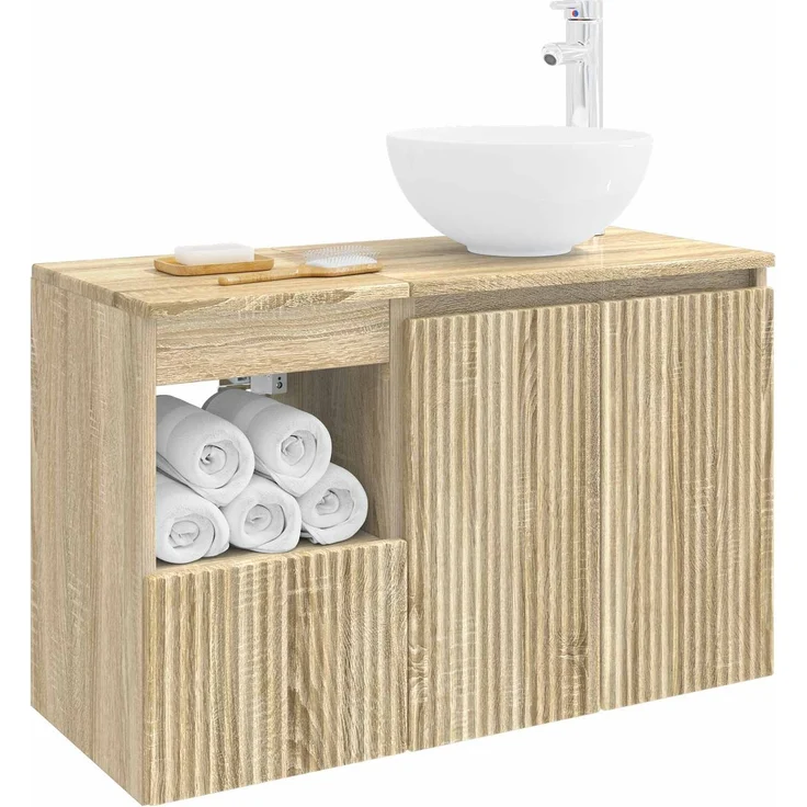 vidaXL Badezimmerschrank-Set 2 stk. Sonoma-Eiche 79,5 x 35 x 80 cm 3404026 – Bild 3