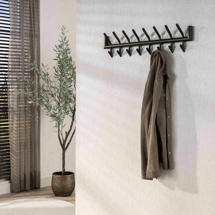 Wandgarderobe Obut Metall mit 16 Haken, Bronze/Drift Brown