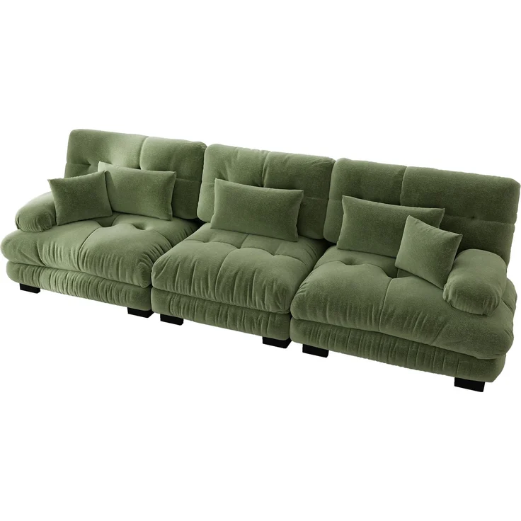 EINHOM 3-Sitzer Modulares Ecksofa mit Tiefensitz, Chenille Schlafsofa Komfortabel Gepolstert für Wohnzimmer, Apartment, Studio, Büro, Chenille Grünes – Bild 6