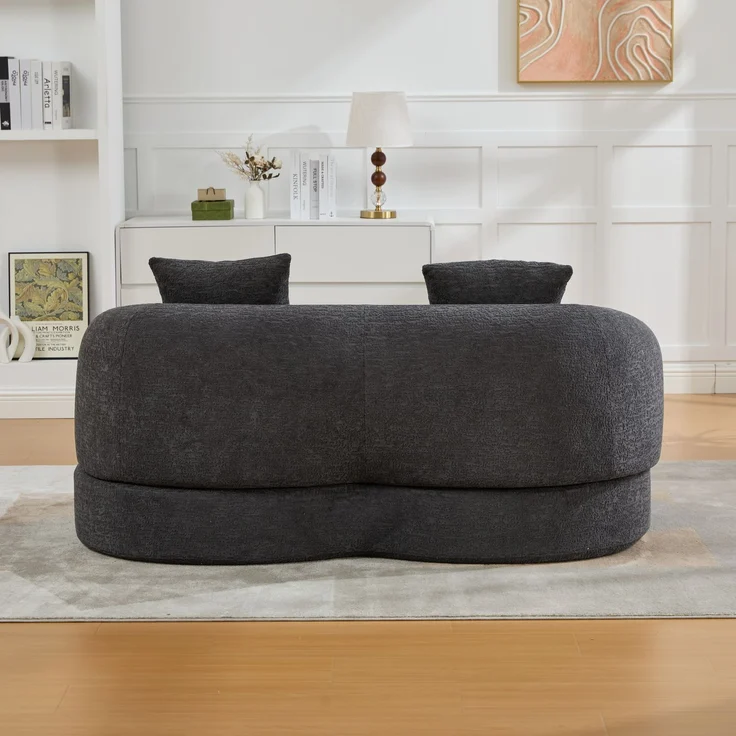 ZUBALIYA Schlafsofa 84x65 cm, mit LED - Beleuchtung, mit Chenille - Bezug, modular aufgebaut, mit Schaumstoffpolsterung, Dunkelgrau – Bild 11