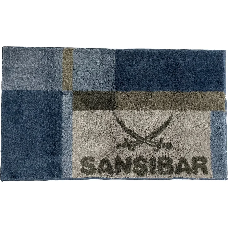 Badematte SANSIBAR LBH 120x70x2 cm blau Badteppich Badvorleger Duschvorleger Duschmatte Badeteppich