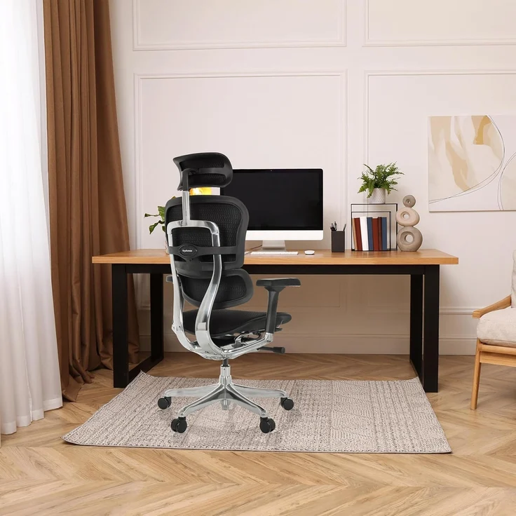 hjh OFFICE Bürostuhl ergonomisch ERGOHUMAN GEN2 Originales Design, Bürosessel mit Flexibler Lordosenstütze, Sitzfläche gepolstert, Stoff Schwarz – Bild 8