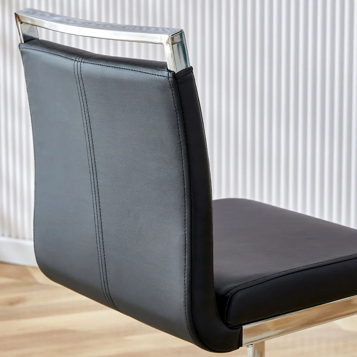 Zwei hohe schwarze Barhocker im nordischen Stil, geeignet für Restaurants, Küchen, Terrassen und Gäste Bürostühle (Set von 2) (‌Schwarz+PU)Geeignet für mehrere Gelegenheiten.--Schwarz+Silber--96.5x46.5x38.9cm--YOUDENOVA – Bild 10