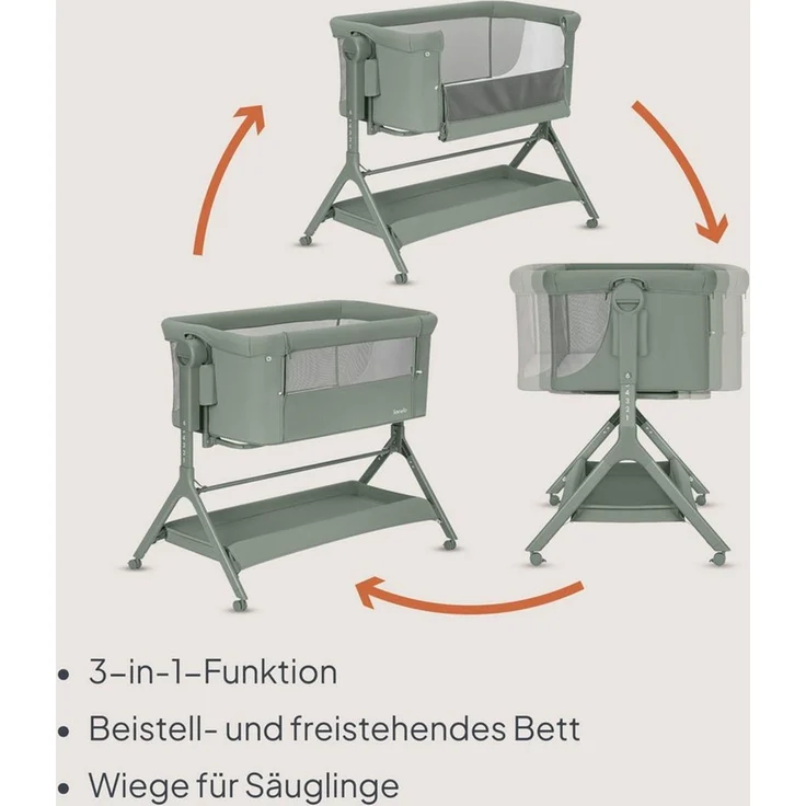 lionelo Reisebett LEONIE PLUS (Set, Set) SUPER Babytragetasche, Wiege, freistehendes Babybett – Bild 4