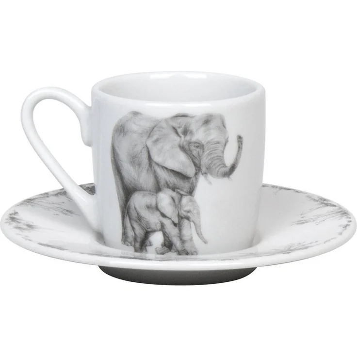 KÖNITZ 1150532761 Espressotasse mit Untertasse Amazing Animals - Elefanten 85 ml aus Bone China Porzellan – Bild 2