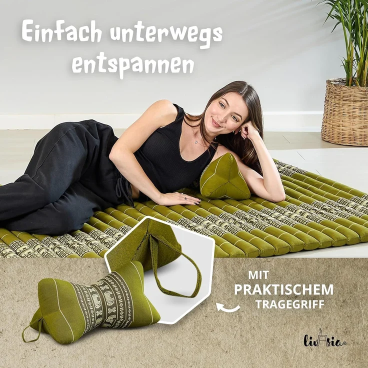 livasia Nackenstützkissen Knochenkissen, vegan und handgefertigt, Ø 15x32 cm, Kapok – Bild 6