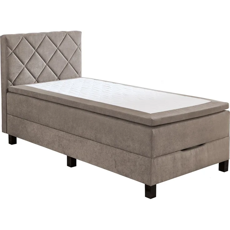 Boxspringbett Josh / Jeff 120 , Stoff , Beige, Braun, Grau , 120 x 110 x 211 cm