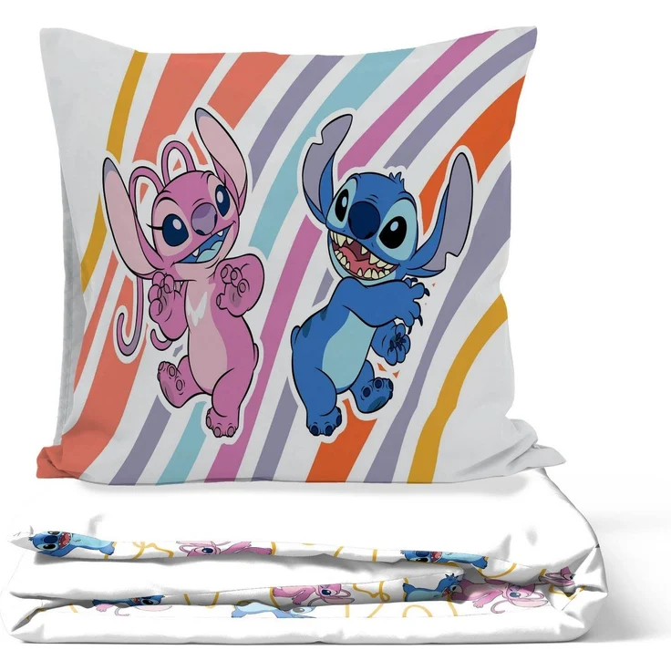 Disney Kinderbettwäsche Disney Lilo & Stitch Bettbezug-Set 135x200 cm + Kissenbezug 80x80 cm, Washed Cotton, 2 teilig, 100 % Baumwolle, maschinenwaschbar, wendbar – Bild 2