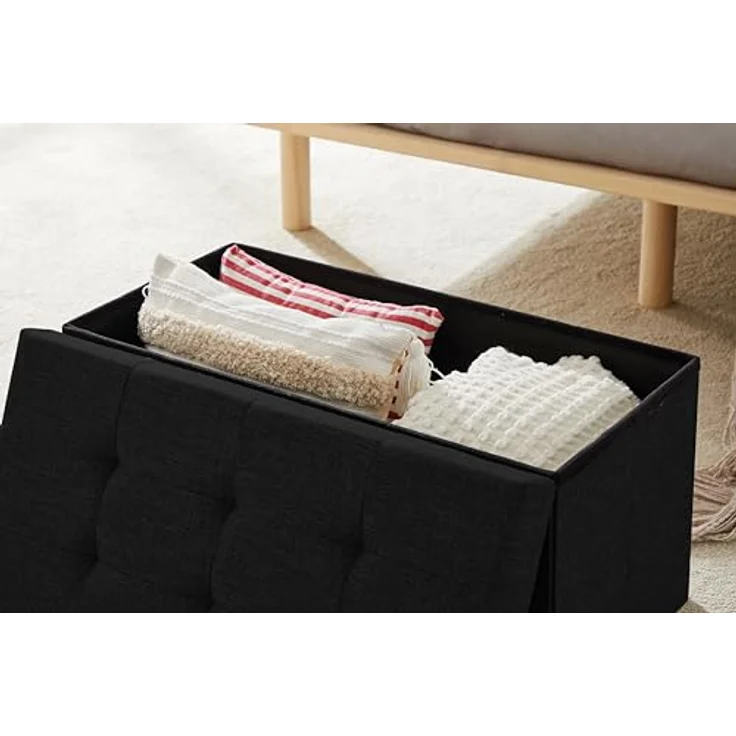 Zedelmaier Sitzbank mit Stauraum Sitzhocker faltbar belastbar bis 300 kg 76 x 38 x 38 cm (Dunkles Schwarz) – Bild 6