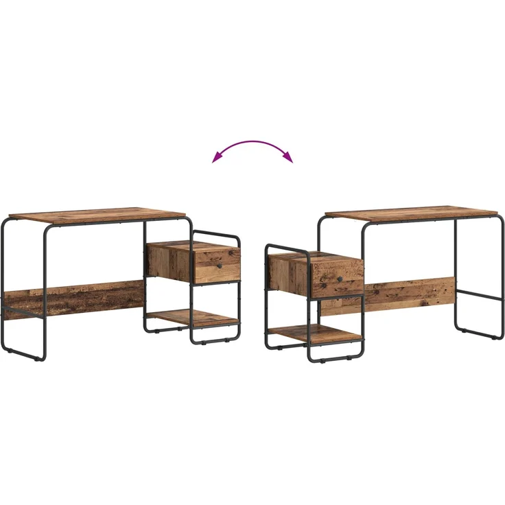 vidaXL Schreibtisch mit Stauraum Altholz 131,5 x 50 x 75,5 cm 8008048 – Bild 9