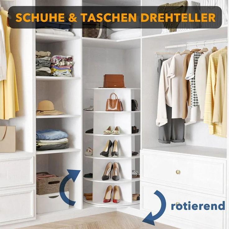 SpaceAid Bücherregal Drehbares Schuhregal, mit 5 Ebenen, 360-Grad – Bild 3