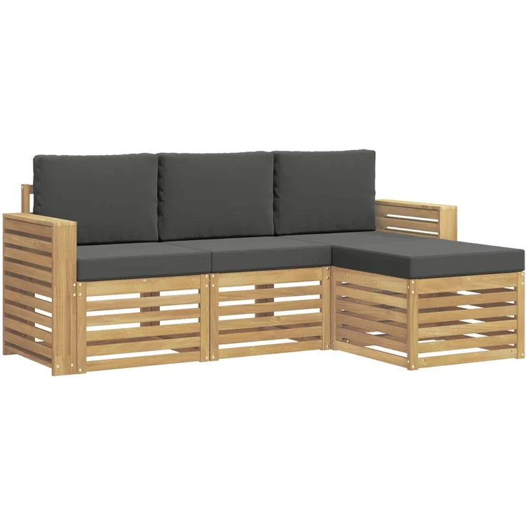 vidaXL Outdoor-Sofagarnitur 4 stk. 4-Sitzer Weiß und Anthrazit 3391642 – Bild 2