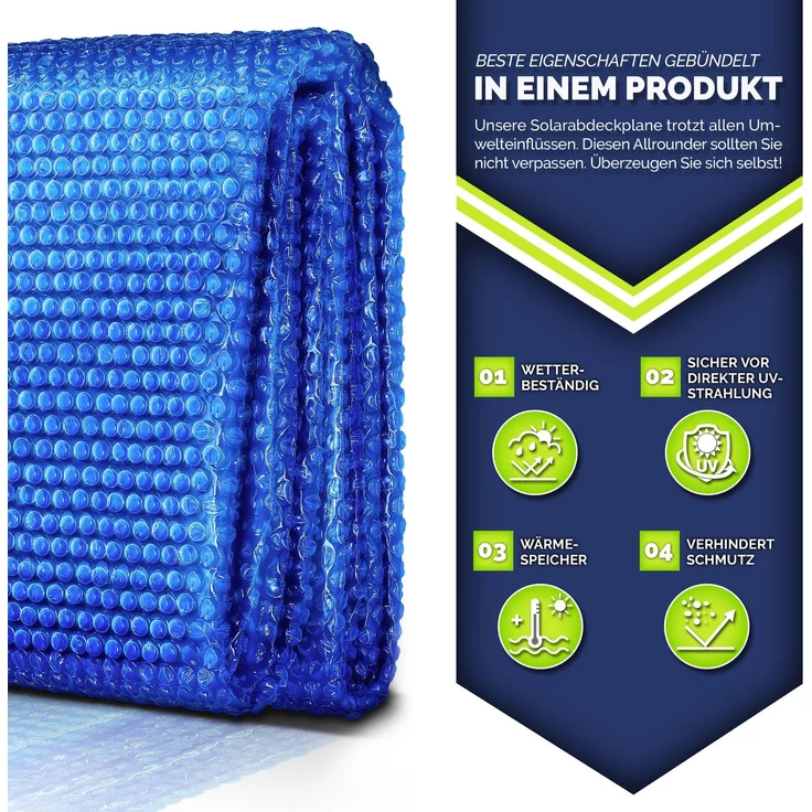tillvex Pool Solarfolie Rechteckig 600x400 cm - Schwarz Solarplane Solarheizung Solarabdeckplane Poolheizung Wärmeplane – Bild 3