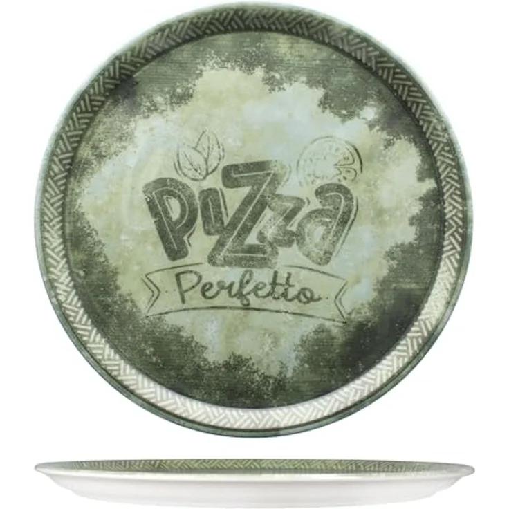 MamboCat Pizzateller 4x Perfetto Pizzateller Grün Ø 31,5 cm 4 Personen Porzellan Pizza – Bild 4