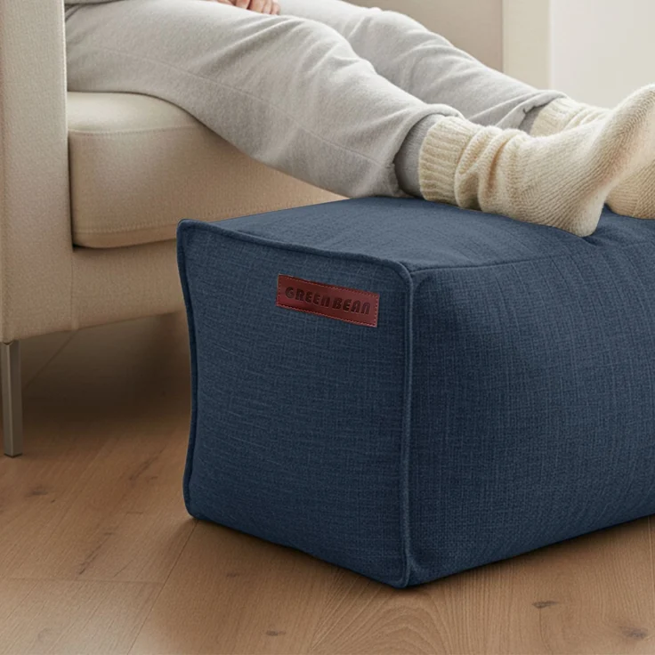 Green Bean® Indoor Sitzhocker Pouf 70x33x28cm EPS-Perlen Füllung -Home Linen Kuschelig Weich Waschbar - Drinnen Bodenkissen Liegekissen Sitzkissen Sitzhocker Sessel Kinder Erwachsene Stoff Dunkelblau – Bild 6