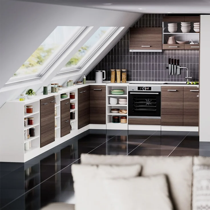 Küchenschrank für Dachschrägen R-Line Edelgrau 80 cm mit 2 Türen, Schrankkorpus 60 cm Tiefe Vicco – Bild 6