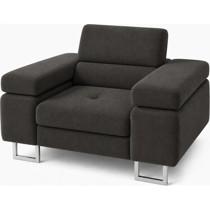 KRISAN MÖBEL Sessel LAZARO in Graphit 134 x 90 x 102 cm bequemer Polstersessel mit breiten Armlehnen