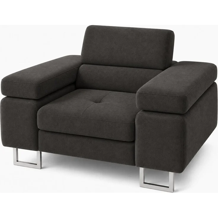KRISAN MÖBEL Sessel LAZARO in Graphit 134 x 90 x 102 cm bequemer Polstersessel mit breiten Armlehnen – Bild 1