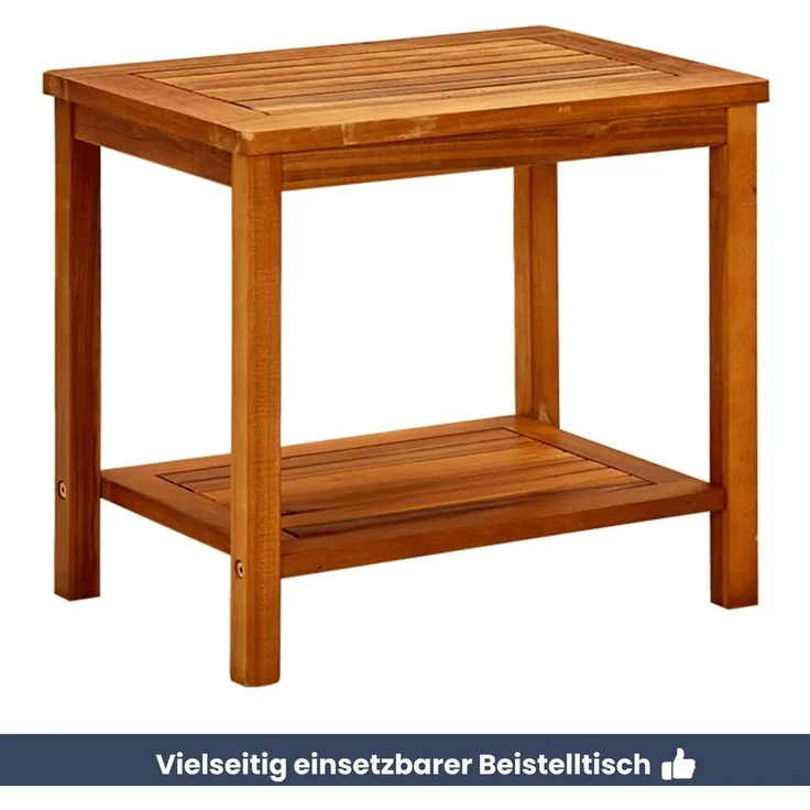 DELUKE® Beistelltisch Holz EMMI - Massivholz, 50x35x45cm | Couchtisch Akazie Beistelltisch Couch Holztisch Outdoor Sofatisch Gartentisch eckig – Bild 6