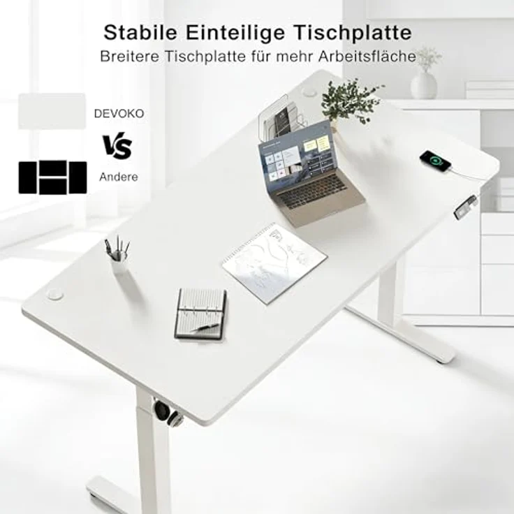 Devoko Höhenverstellbarer Schreibtisch 160x80 cm elektrisch, Höhenverstellung 71-121 cm mit Smart Control, 120 kg Tragkraft, für gesundes Arbeiten – Bild 5