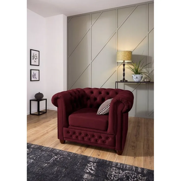 Home affaire Chesterfield-Sessel New Castle Sessel, hochwertige Knopfheftung, B/T/H: 104/86/72 cm