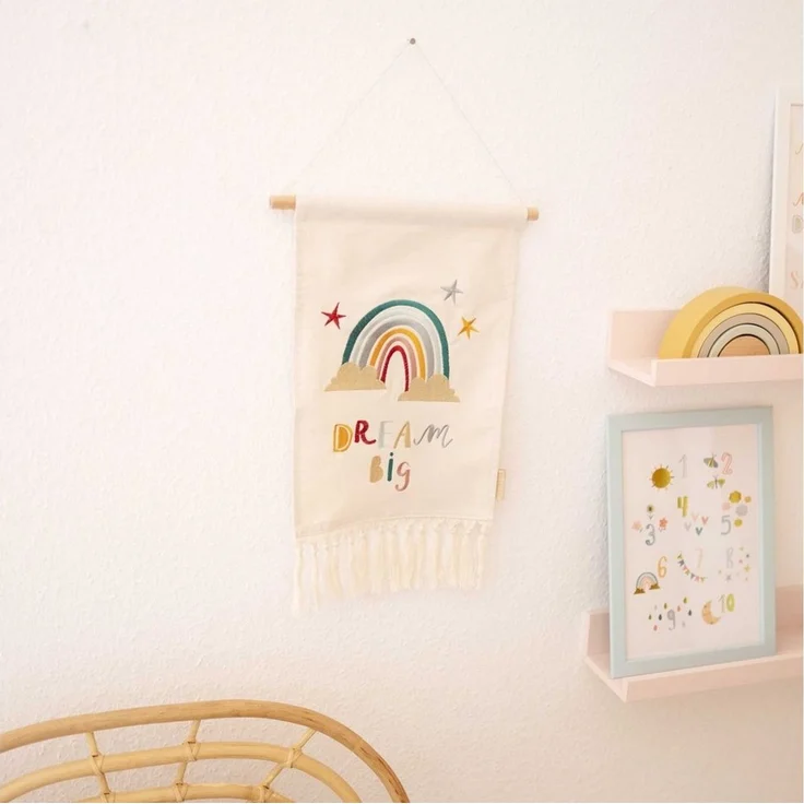 PAPIERDRACHEN Wandteppich Wanddekoration für Kinder aus Stoff - Kinderzimmer - Boho Wandteppich – Bild 3