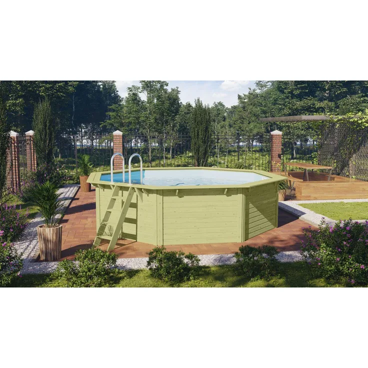Achteck-Pool X2 470x470 cm Holz kdi, Set mit Filter+Skimmer, Karibu