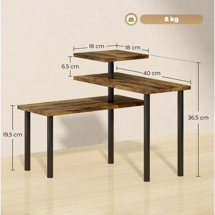 Küchenregal aus Holz mit 3 drehbaren Ablagen, 40x18x36,5 cm, Rustikales Braun – Bild 6