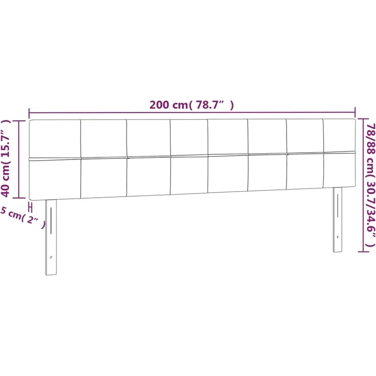 vidaXL Kopfteile 2 Stk. Hellgrau 100 x 5 x 78/88 cm Stoff 346088 – Bild 8