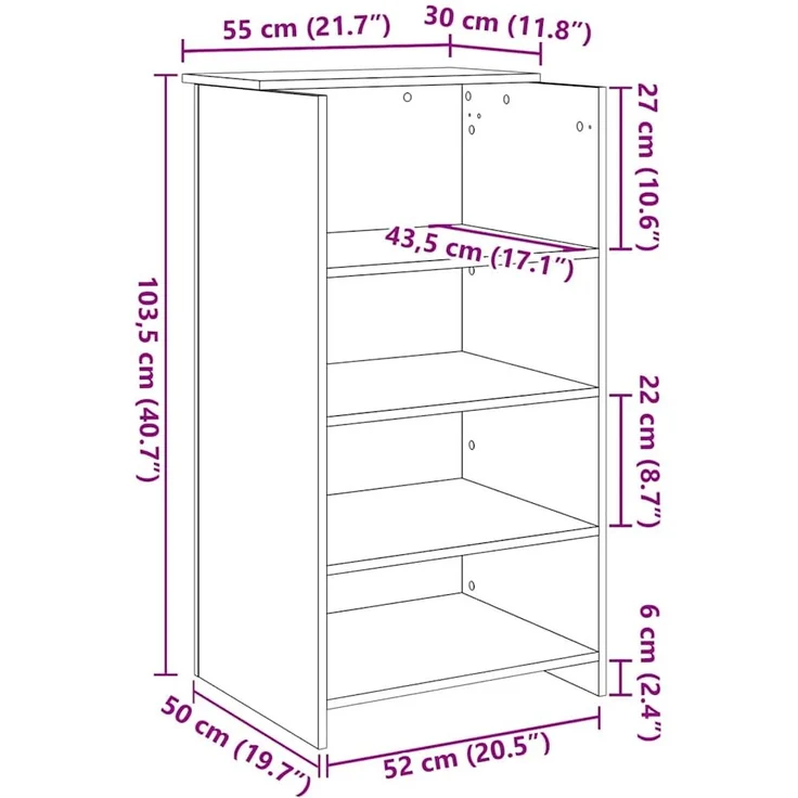 vidaXL Empfangstheke Grau Sonoma 55x50x103,5 cm Holzwerkstoff 859020 – Bild 9