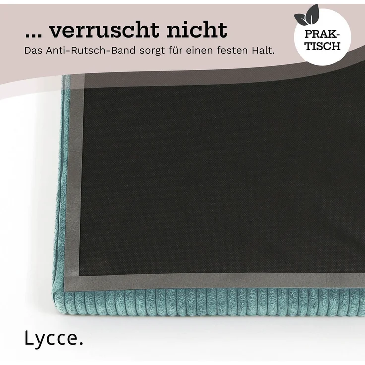 Lycce Bankauflage Klemmkissen mit Leiste - Cord, Polsterung, rutschfest Türkis 8x40x38cm – Bild 8