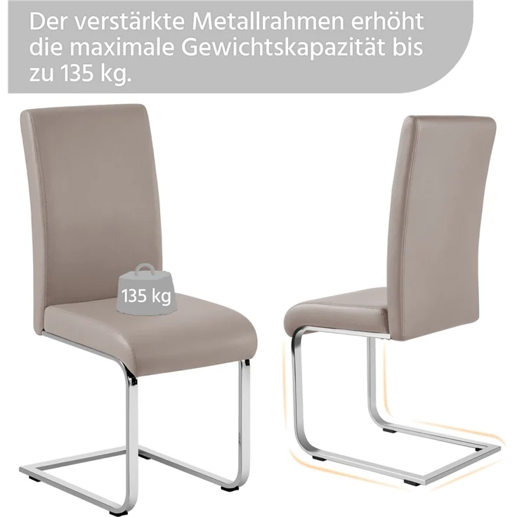 Yaheetech 2er-Set Freischwinger, Kunstleder, Hellbraun, 41,5 x 55 x 103 cm – Bild 8