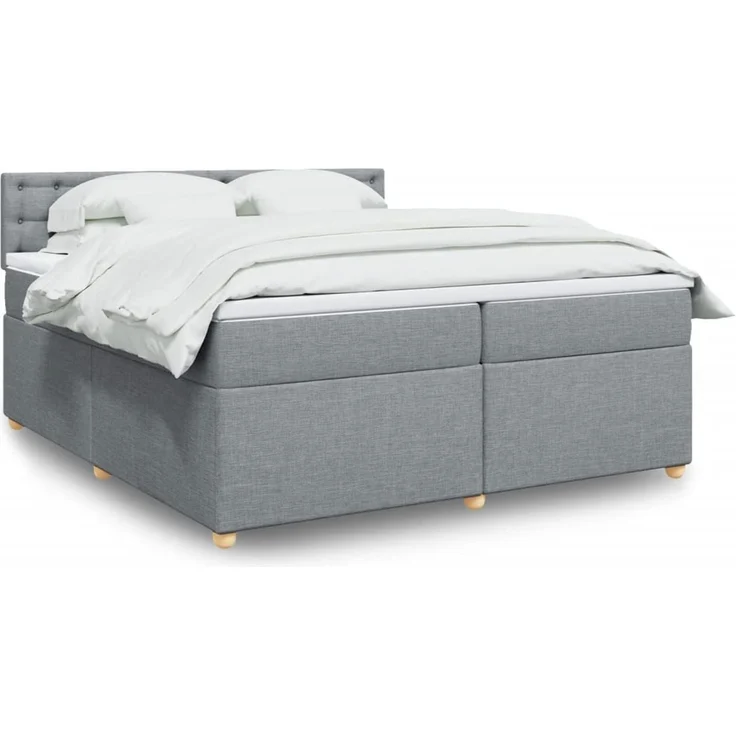 vidaXL Boxspringbett mit Matratze Hellgrau 200x200 cm Stoff 3289101 – Bild 1
