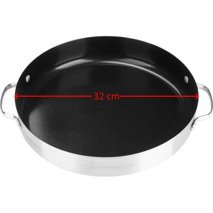 ERATEC XXL-Edelstahlpfanne Ø 32 cm – Keramik-Antihaftbeschichtung für alle Herdarten – ideal für den ERATEC Pizzaofen PM-27 – Bild 2