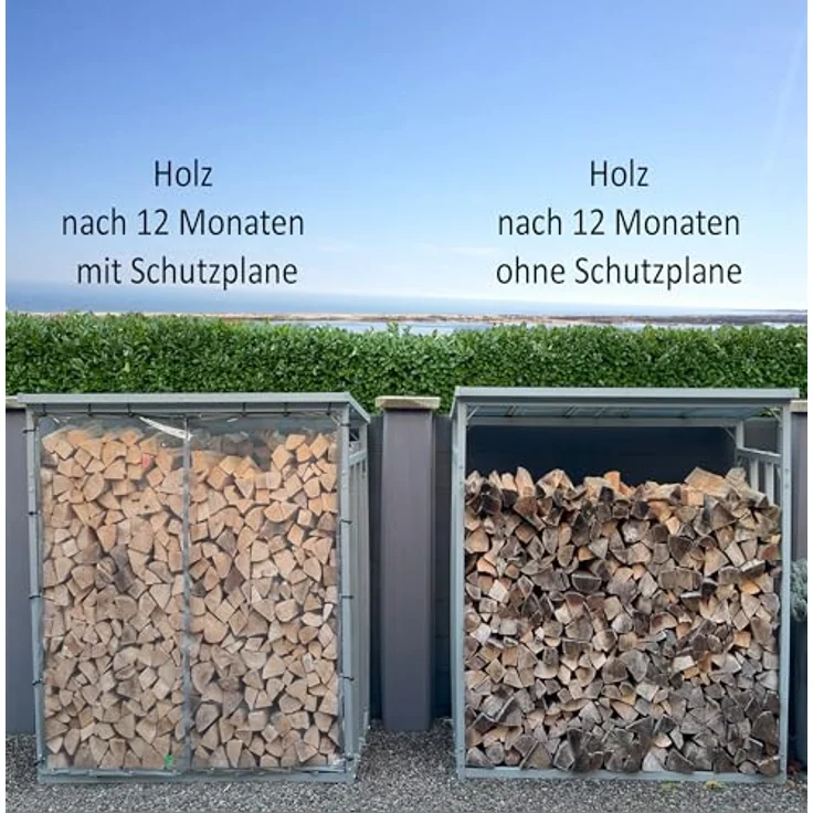 Quick Star Kaminholzregal 126x177cm Wetterschutz für Kaminholzregal 130x70x185cm, Mit 22 Ösen, Spanngummis und Reißverschluss – Bild 7