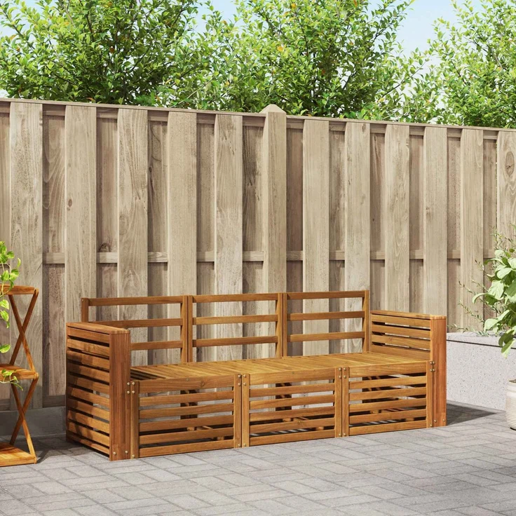 vidaXL Outdoor-Sofagarnitur 3 stk. 3-Sitzer Natur Massivholz Akazie 3374294 – Bild 1